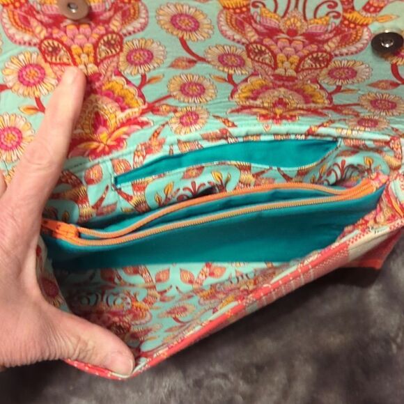 Vintage wrist purse, billfold, key faub plaid set, vegan, handmade - Picture 3 of 11